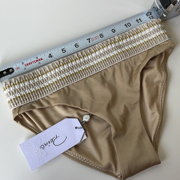 NWT M/XS PEIXOTO mix size bikini set gold light beige metallic stretch pads - Picture 7 of 13